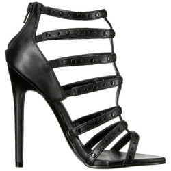 Nero Ecopelle 13 cm SEXY-15 High Heels Sandali con Tacco