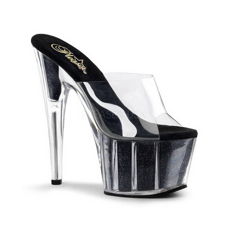 Black 18 cm ADORE-701G Glitter Platform High Mules