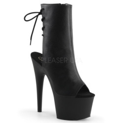 Black Leatherette 18 cm Pleaser ADORE-1018 Platform Ankle Calf Boots