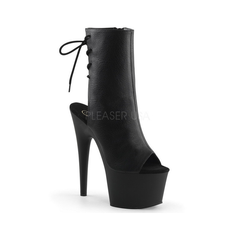 Black Leatherette 18 cm Pleaser ADORE-1018 Platform Ankle Calf Boots