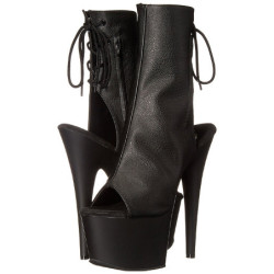 Black Leatherette 18 cm Pleaser ADORE-1018 Platform Ankle Calf Boots