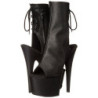 Black Leatherette 18 cm Pleaser ADORE-1018 Platform Ankle Calf Boots