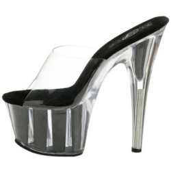 Nero 18 cm ADORE-701G Brillare Plateau Mules Alte