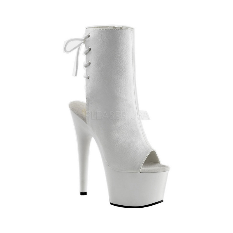 White Patent 18 cm Pleaser ADORE-1018 Platform Ankle Calf Boots