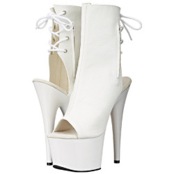 White Patent 18 cm Pleaser ADORE-1018 Platform Ankle Calf Boots