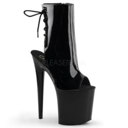 Black Patent 20 cm FLAMINGO-1018 Platform Ankle Calf Boots