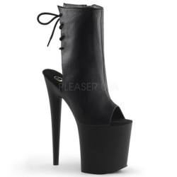 Black Leatherette 20 cm FLAMINGO-1018 Platform Ankle Calf Boots