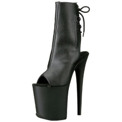 Black Leatherette 20 cm FLAMINGO-1018 Platform Ankle Calf Boots