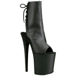 Black Leatherette 20 cm FLAMINGO-1018 Platform Ankle Calf Boots