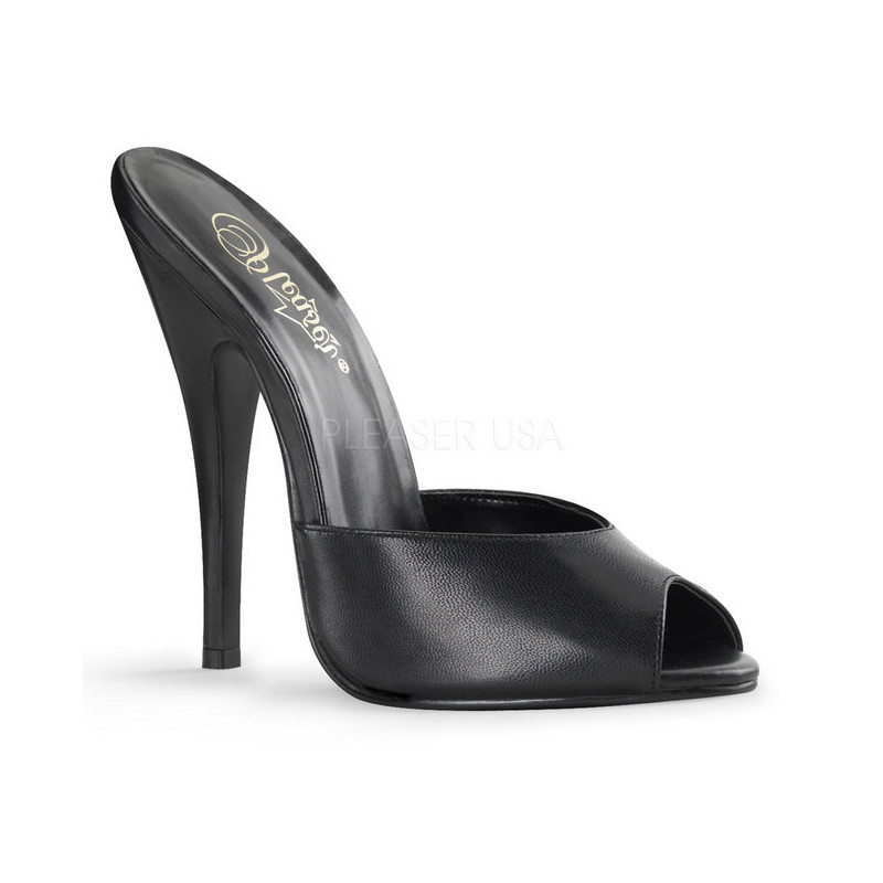 Black Leather 15 cm DOMINA-101 Women Mules Shoes
