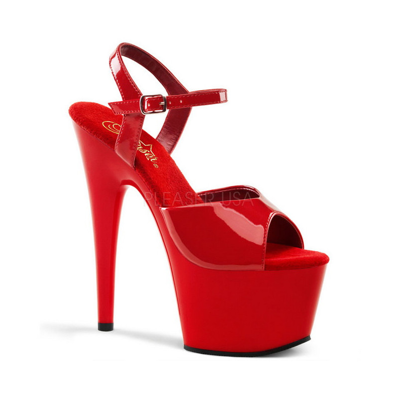 Red Shiny 18 cm ADORE-709 High Heels Platform