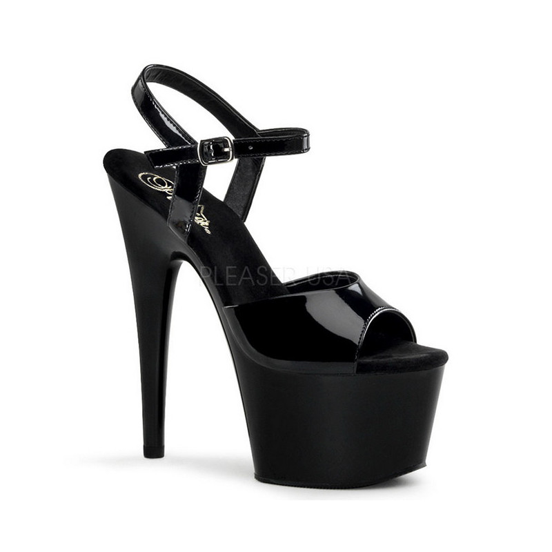 Black Shiny 18 cm ADORE-709 Platform High Heels Shoes