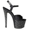 Black Leatherette 18 cm STARDUST-709 High Heeled Sandal Rhinestone Platform