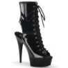 Black Shiny 15,5 cm DELIGHT-1016 Open Toe Platform Ankle Calf Boots