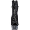 Black Shiny 15,5 cm DELIGHT-1016 Open Toe Platform Ankle Calf Boots