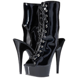 Nero Vernice 15,5 cm DELIGHT-1016 Plateau Stivaletti Donna Open Toe