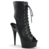 Black Leatherette 15,5 cm DELIGHT-1016 Open Toe Platform Ankle Calf Boots