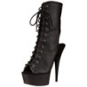 Black Leatherette 15,5 cm DELIGHT-1016 Open Toe Platform Ankle Calf Boots