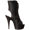 Black Leatherette 15,5 cm DELIGHT-1016 Open Toe Platform Ankle Calf Boots