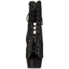 Black Leatherette 15,5 cm DELIGHT-1016 Open Toe Platform Ankle Calf Boots