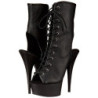 Black Leatherette 15,5 cm DELIGHT-1016 Open Toe Platform Ankle Calf Boots