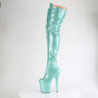 Glitter 20 cm FLAMINGO-3020GP Green thigh high boots with laces high heels