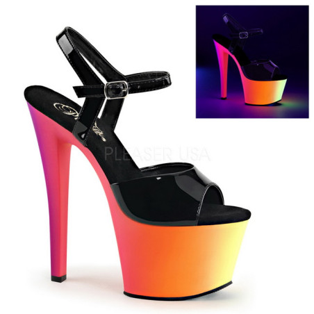 Black Patent 18 cm RAINBOW-309UV High Heeled Sandal Neon Platform