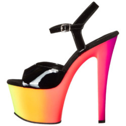 Black Patent 18 cm RAINBOW-309UV High Heeled Sandal Neon Platform