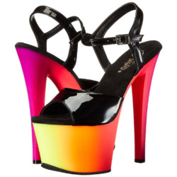 Nero Verniciato 18 cm RAINBOW-309UV Sandali Donna Plateau Neon