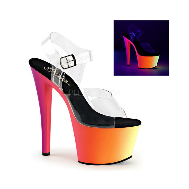 Transparent 18 cm RAINBOW-308UV High Heeled Sandal Neon Platform