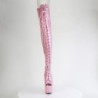 Glitter 18 cm PEEP TOE Rose thigh high boots with laces high heels