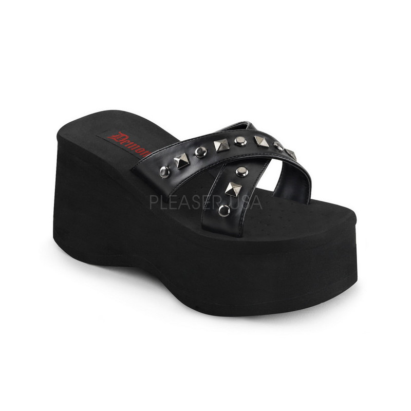 Black 9 cm FUNN-29 Goth Platform Sandals Womens