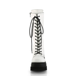 Vegano 11,5 cm SHAKER-72 stivali stringati con plateau gotico bianco