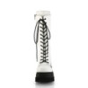 Vegano 11,5 cm SHAKER-72 stivali stringati con plateau gotico bianco