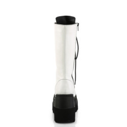 Vegano 11,5 cm SHAKER-72 stivali stringati con plateau gotico bianco