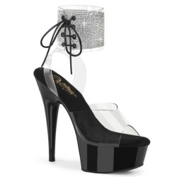 Black 15 cm DELIGHT-627RS black platform ankle straps high heels