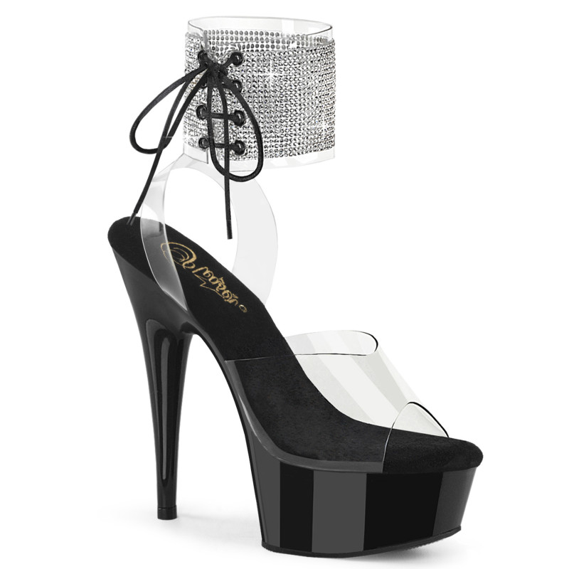 Black 15 cm DELIGHT-627RS black platform ankle straps high heels
