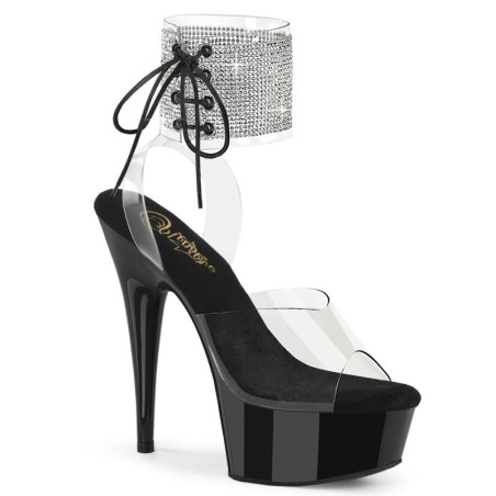 Black 15 cm DELIGHT-627RS black platform ankle straps high heels