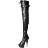 Black Leatherette 15 cm DELIGHT-3025 Platform Thigh High Boots