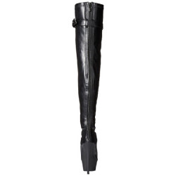 Black Leatherette 15 cm DELIGHT-3025 Platform Thigh High Boots