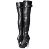 Black Leatherette 15 cm DELIGHT-3025 Platform Thigh High Boots