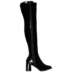 Black Shiny 8 cm GOGO-3000 Thigh High Boots for Men