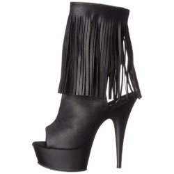 Black Leatherette 15 cm DELIGHT-1019 womens fringe ankle boots high heels