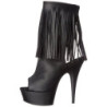 Black Leatherette 15 cm DELIGHT-1019 womens fringe ankle boots high heels