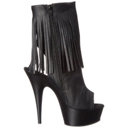 Black Leatherette 15 cm DELIGHT-1019 womens fringe ankle boots high heels