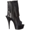 Black Leatherette 15 cm DELIGHT-1019 womens fringe ankle boots high heels