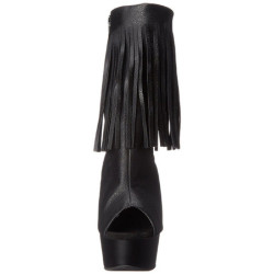 Black Leatherette 15 cm DELIGHT-1019 womens fringe ankle boots high heels