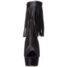Black Leatherette 15 cm DELIGHT-1019 womens fringe ankle boots high heels