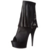 Black Leatherette 15 cm DELIGHT-1019 womens fringe ankle boots high heels