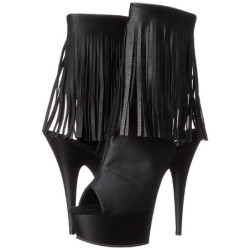 Black Leatherette 15 cm DELIGHT-1019 womens fringe ankle boots high heels